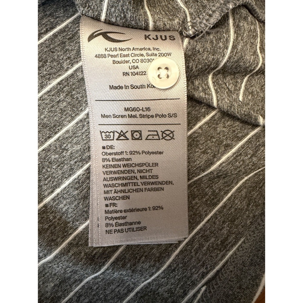 KJUS Golf Polo Shirt Mens 56 2XL Gray White Stripe Soren Stretch Mission Hills - Picture 9 of 14